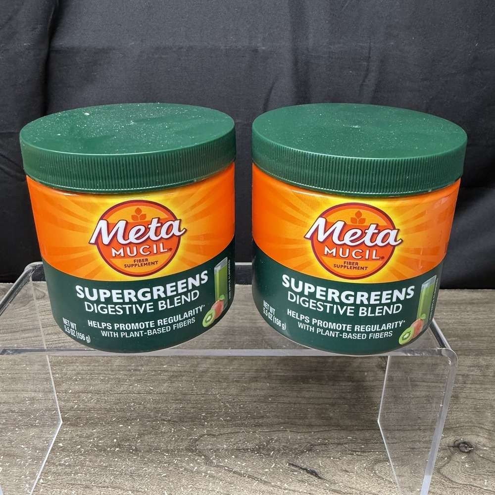 FOR 2 Metamucil Super Greens Digestive Blend Powder Fiber Kiwi Apple 5.5 Oz NEW